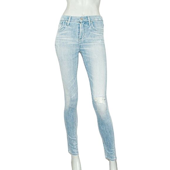 AGOLDE Sophie Skinny Denim Jeans light wash Rip distressed 24 - Picture 1 of 12
